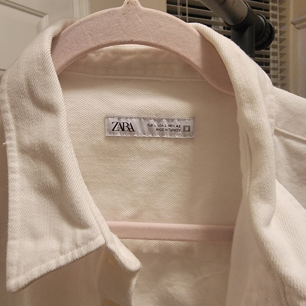 Zara White Jean Collared Shirt - Picture 3 of 4